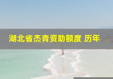 湖北省杰青资助额度 历年